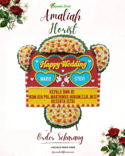 Karangan Papan Bunga Pernikahan di Cariu